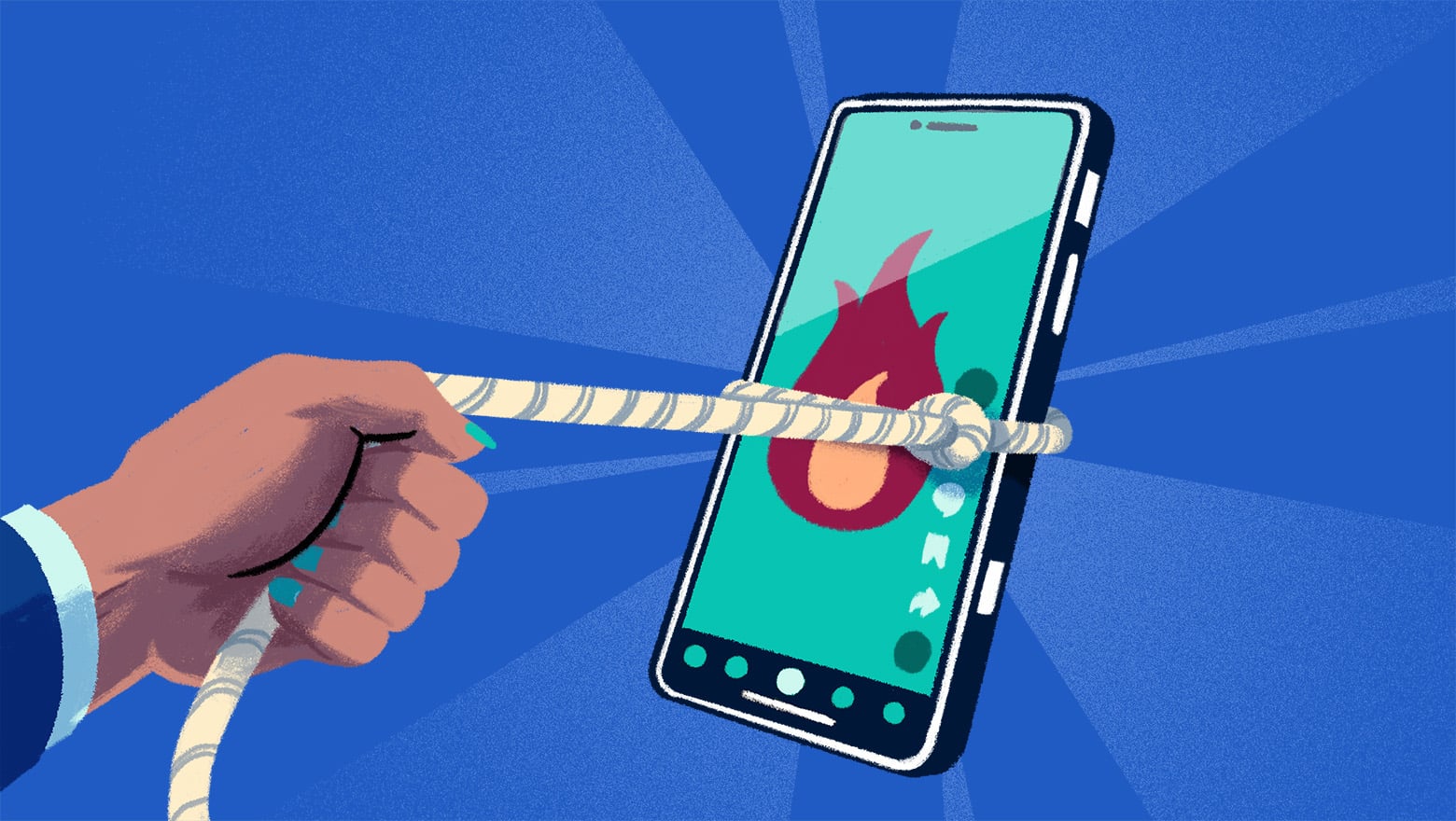 Header image of person lassoing a phone showing a flame